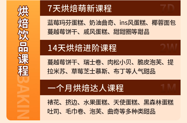 烘焙类课程组合